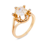 Victorian GIA 1.35 carat old mine cut diamond 18k yellow gold engagement ring