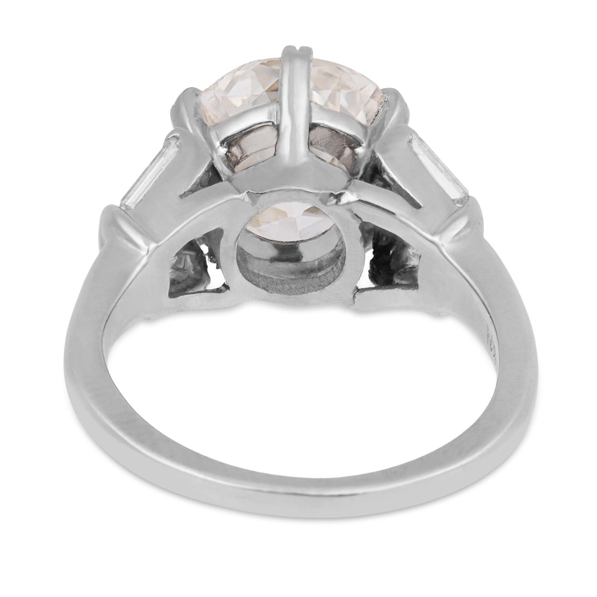 Retro GIA 2.83 carat Old European cut diamond platinum engagement ring