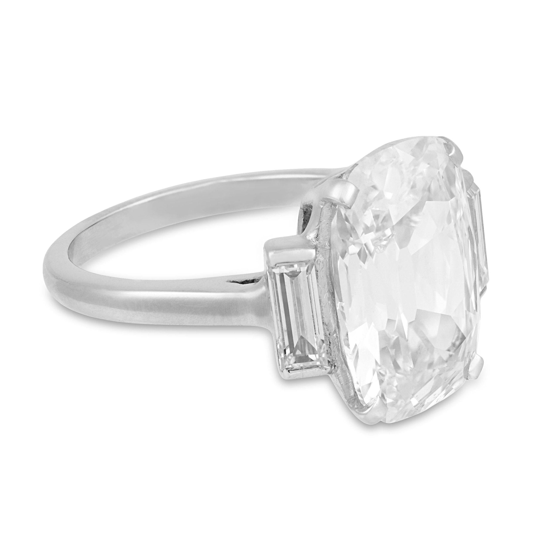 Mid Century GIA 5.02 carat old mine cut diamond platinum engagement ring