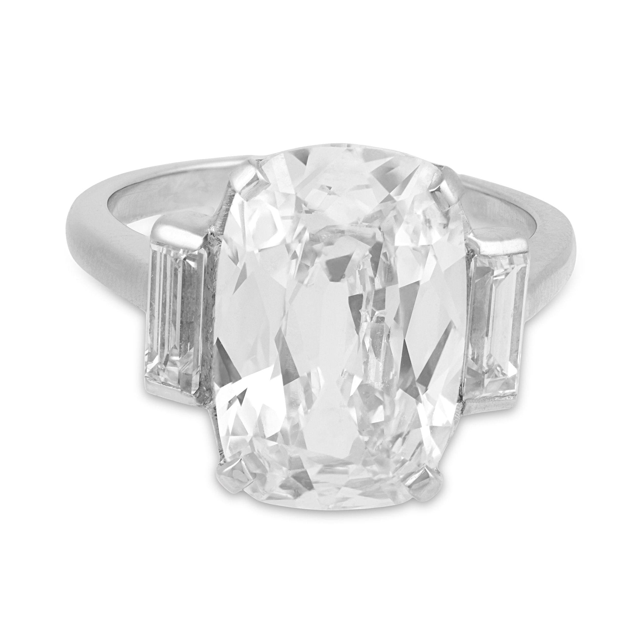 Mid Century GIA 5.02 carat old mine cut diamond platinum engagement ring