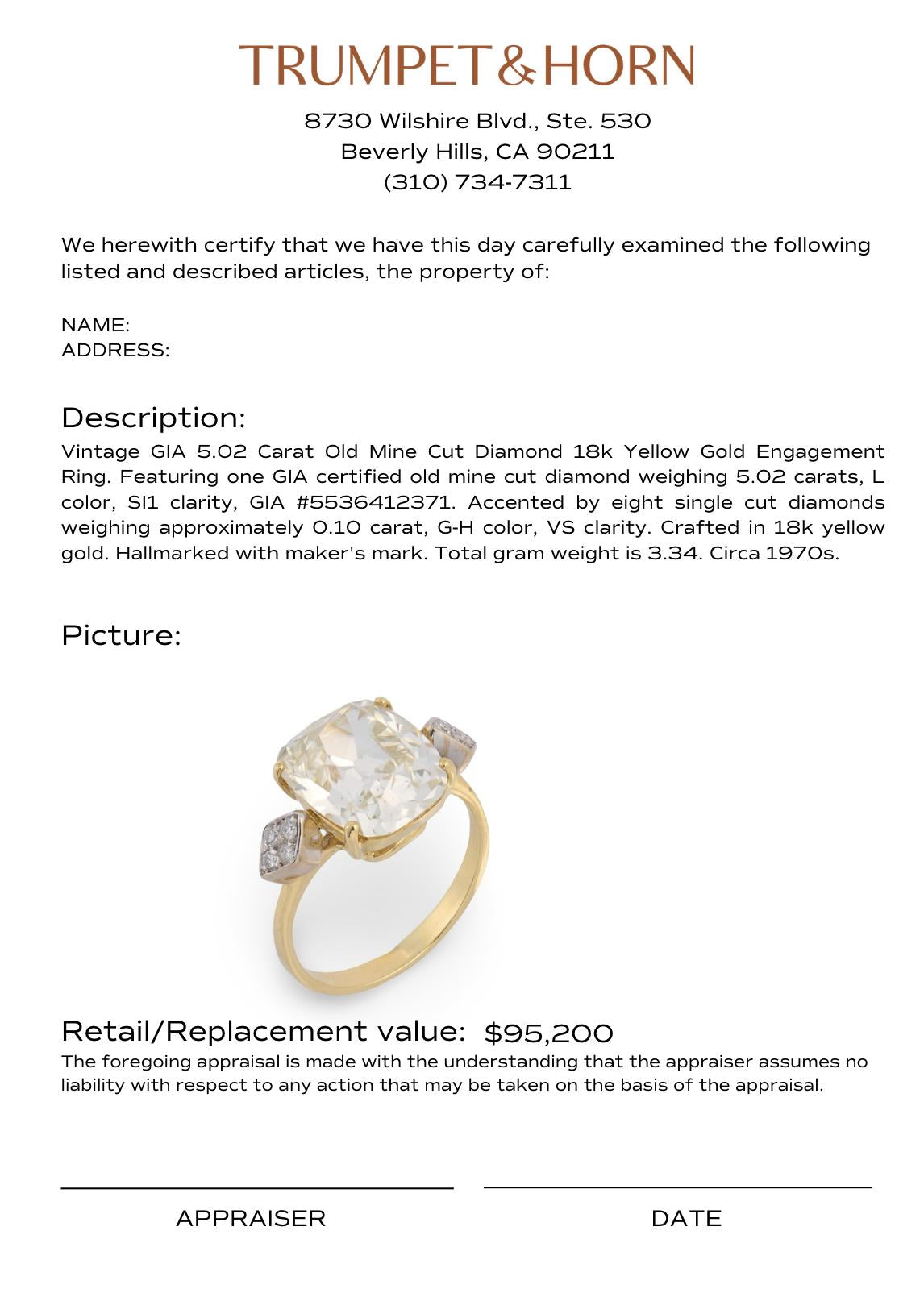 Appraisal Certificate