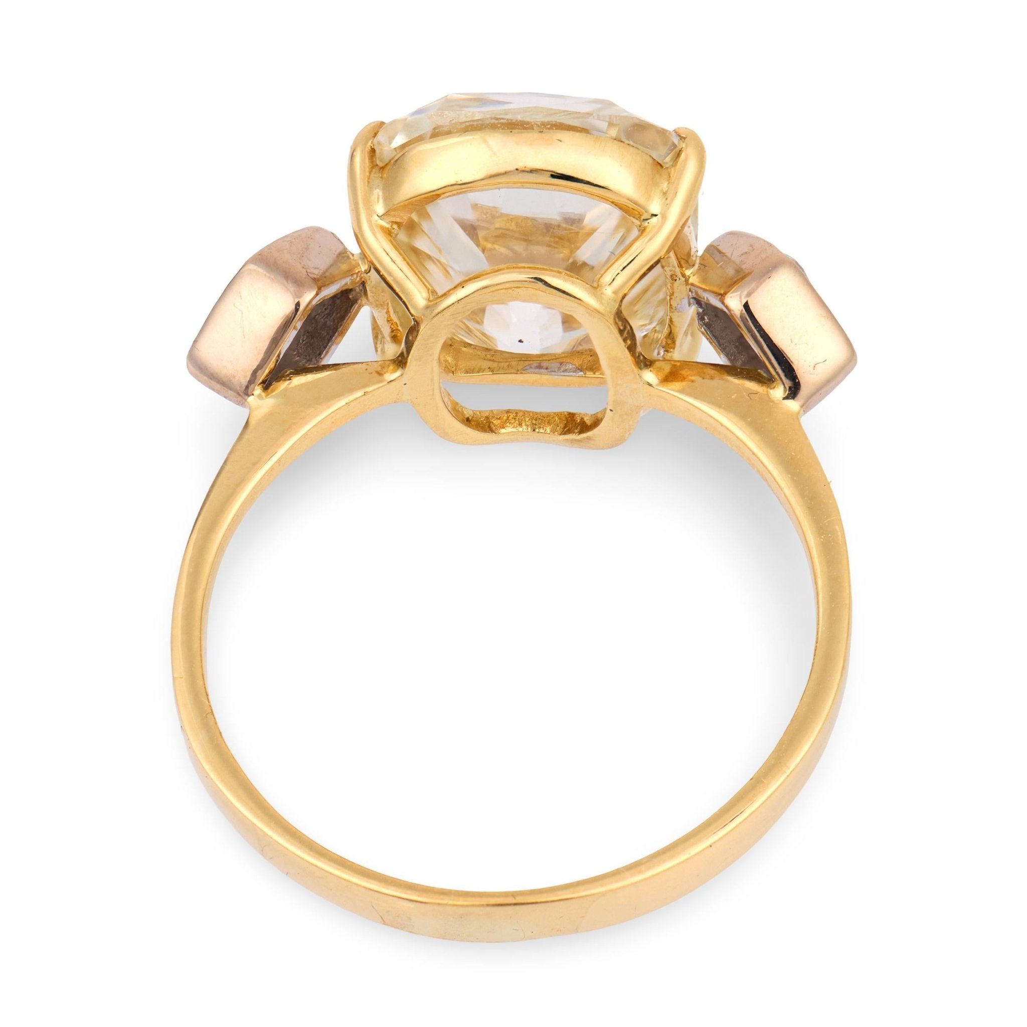 Vintage GIA 5.02 carat old mine cut diamond 18k yellow gold engagement ring