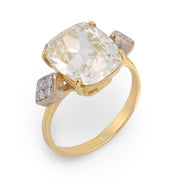 Vintage GIA 5.02 carat old mine cut diamond 18k yellow gold engagement ring