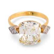 Vintage GIA 5.02 carat old mine cut diamond 18k yellow gold engagement ring