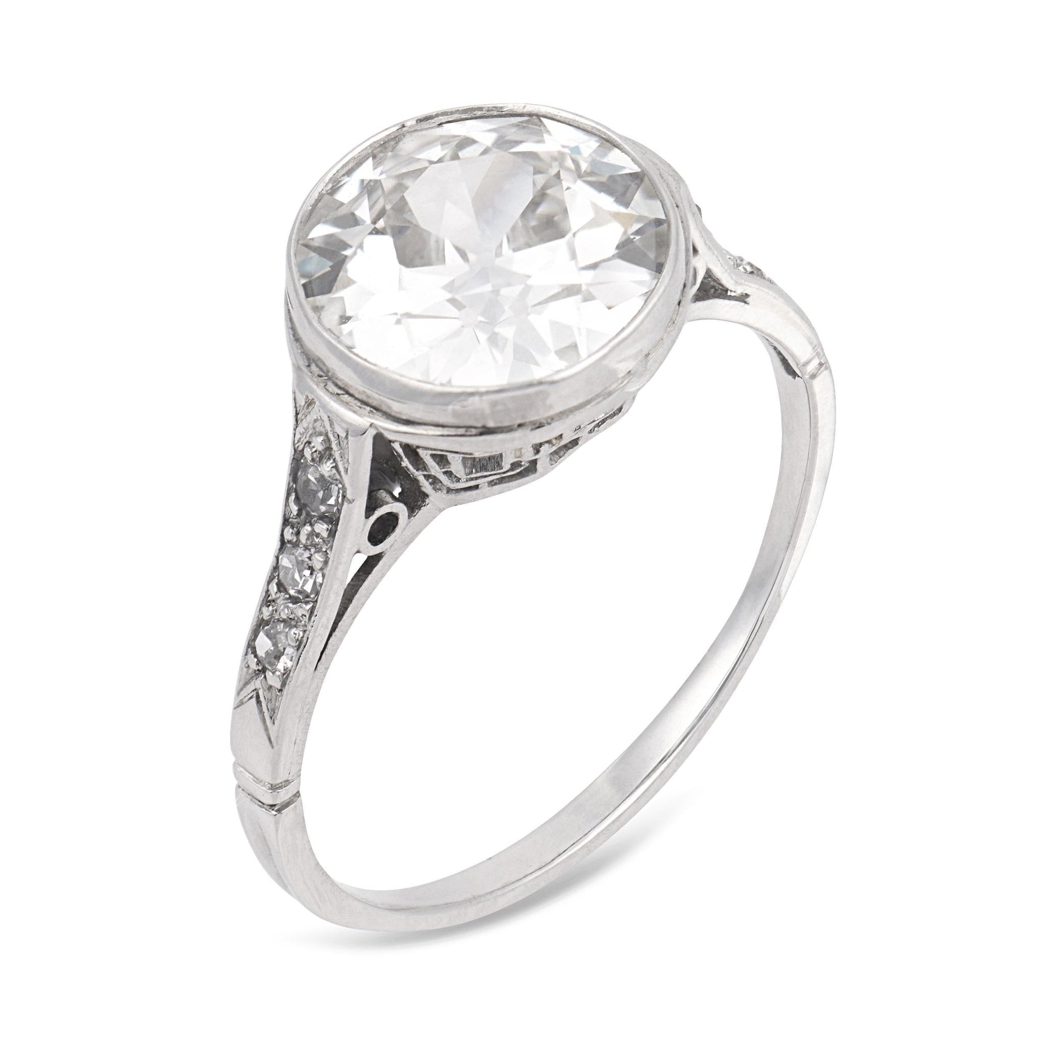 Art Deco GIA 2.21 carat old European cut diamond engagement ring