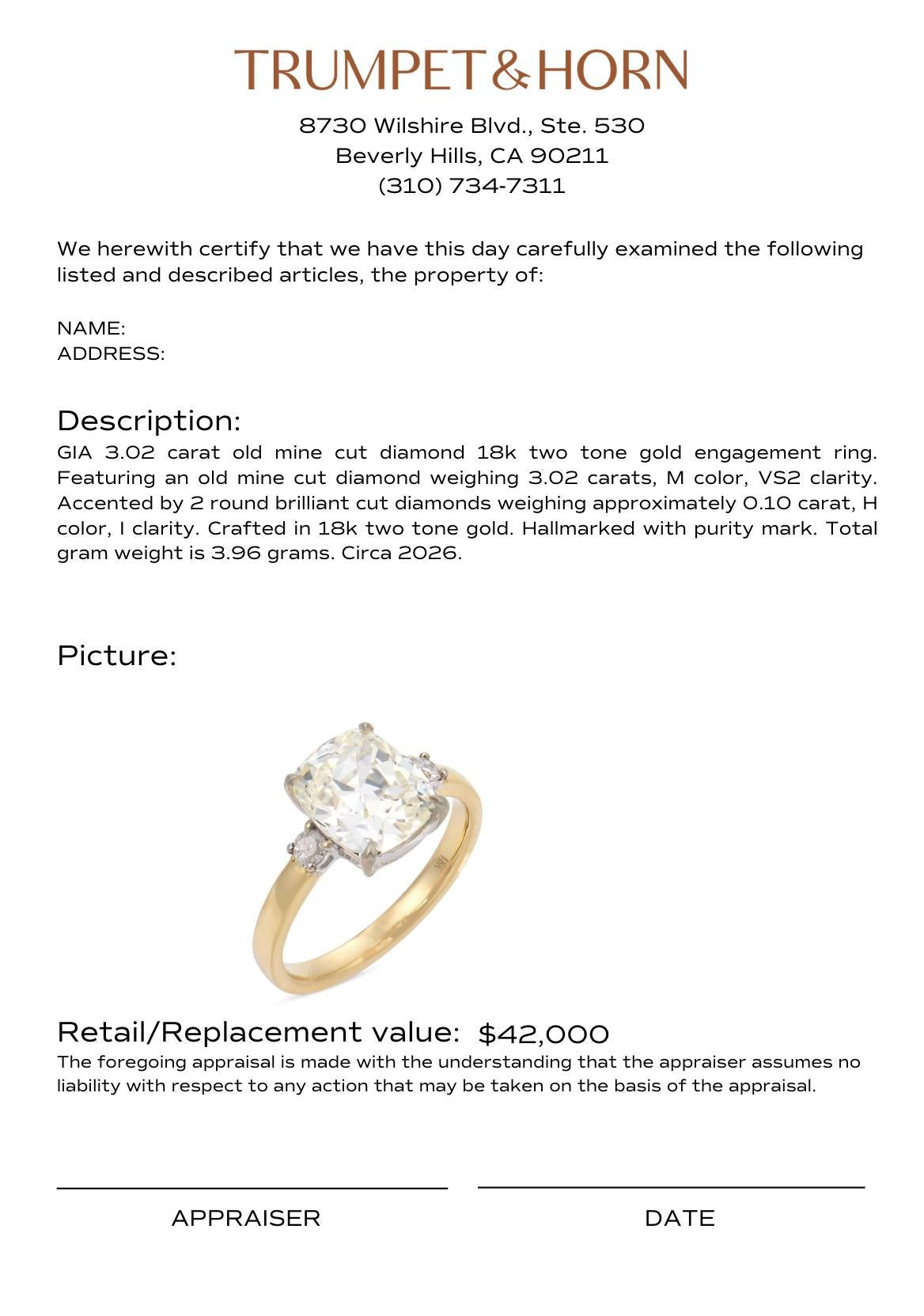 Appraisal Certificate