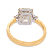 GIA 3.02 carat old mine cut diamond 18k two tone gold engagement ring