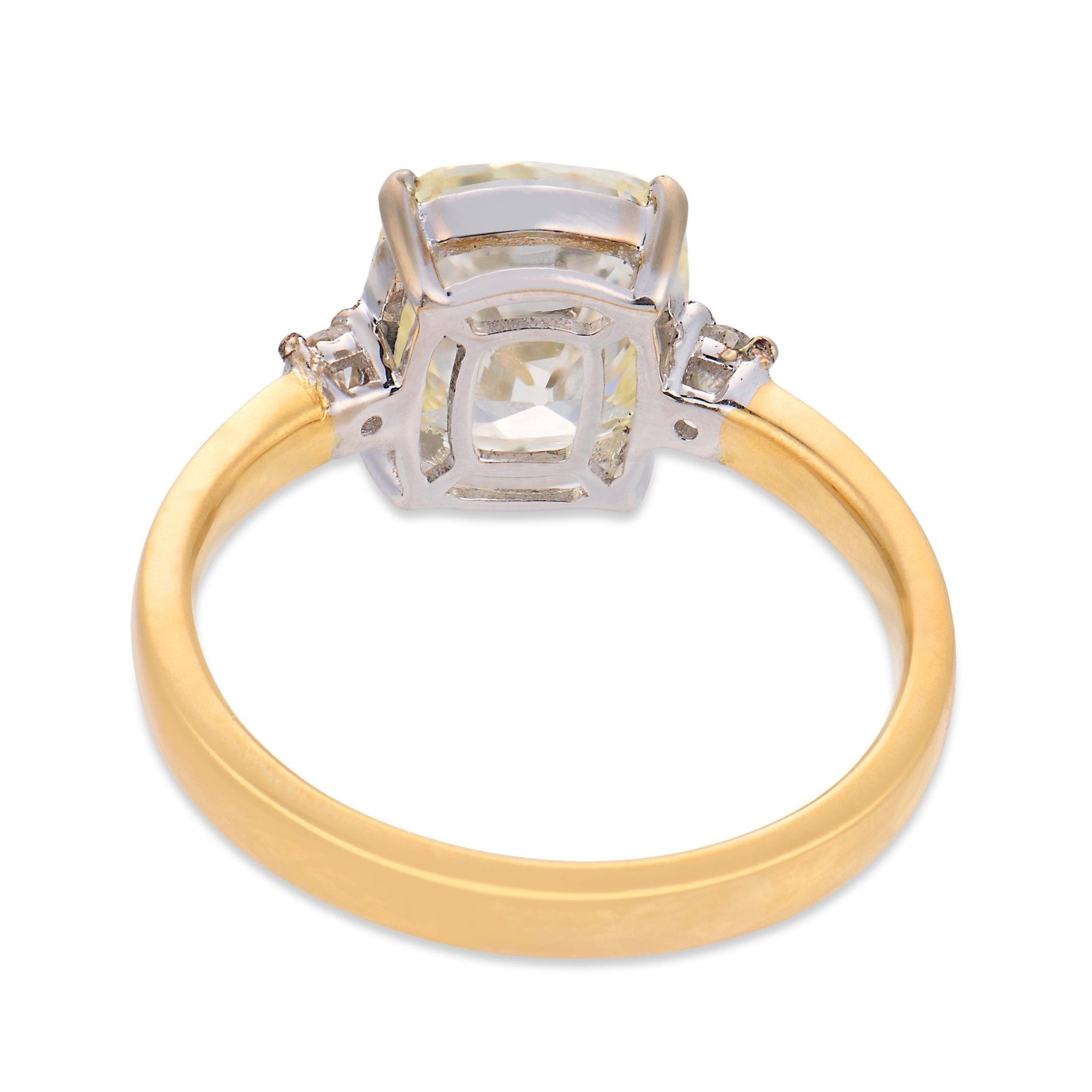 GIA 3.02 carat old mine cut diamond 18k two tone gold engagement ring