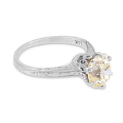 Art Deco GIA 1.76 carat old mine cut diamond 14k white gold engagement ring