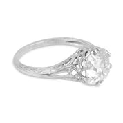 Art Deco GIA 3.02 carat old mine cut diamond filigree engagement ring