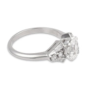 Mid-Century GIA 1.08 carat old mine cut diamond platinum engagement ring