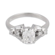 Mid-Century GIA 1.08 carat old mine cut diamond platinum engagement ring