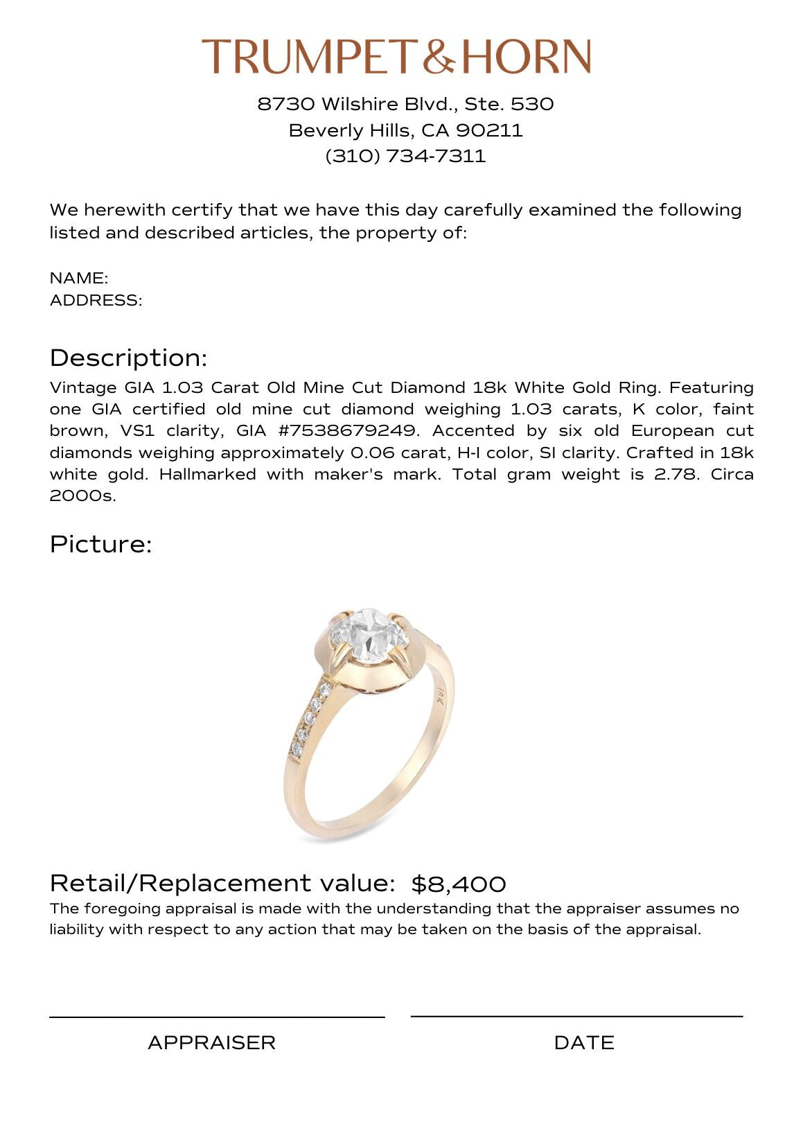 Appraisal Certificate