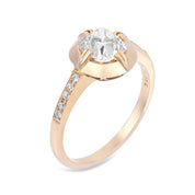 Vintage GIA 1.03 carat old mine cut diamond 18k white gold ring