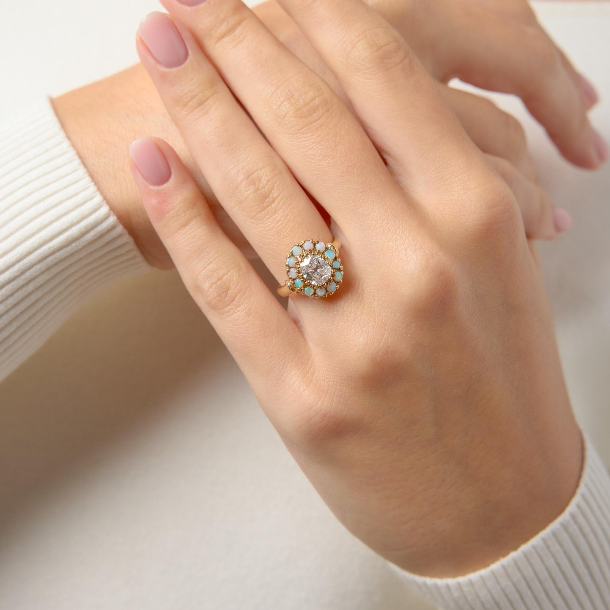 Victorian GIA 1.04 carat old mine cut diamond 9k yellow gold ring