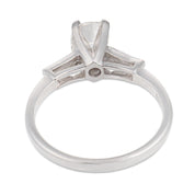 Mid Century GIA 1.00 carat old mine cut diamond platinum engagement ring