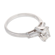 Mid Century GIA 1.00 carat old mine cut diamond platinum engagement ring