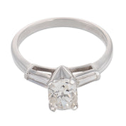 Mid Century GIA 1.00 carat old mine cut diamond platinum engagement ring