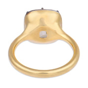 GIA 5.03 carat old mine cut diamond 18k yellow gold collet engagement ring