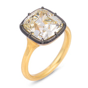 GIA 5.03 carat old mine cut diamond 18k yellow gold collet engagement ring