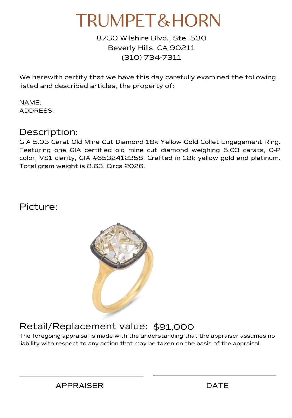 Appraisal Certificate