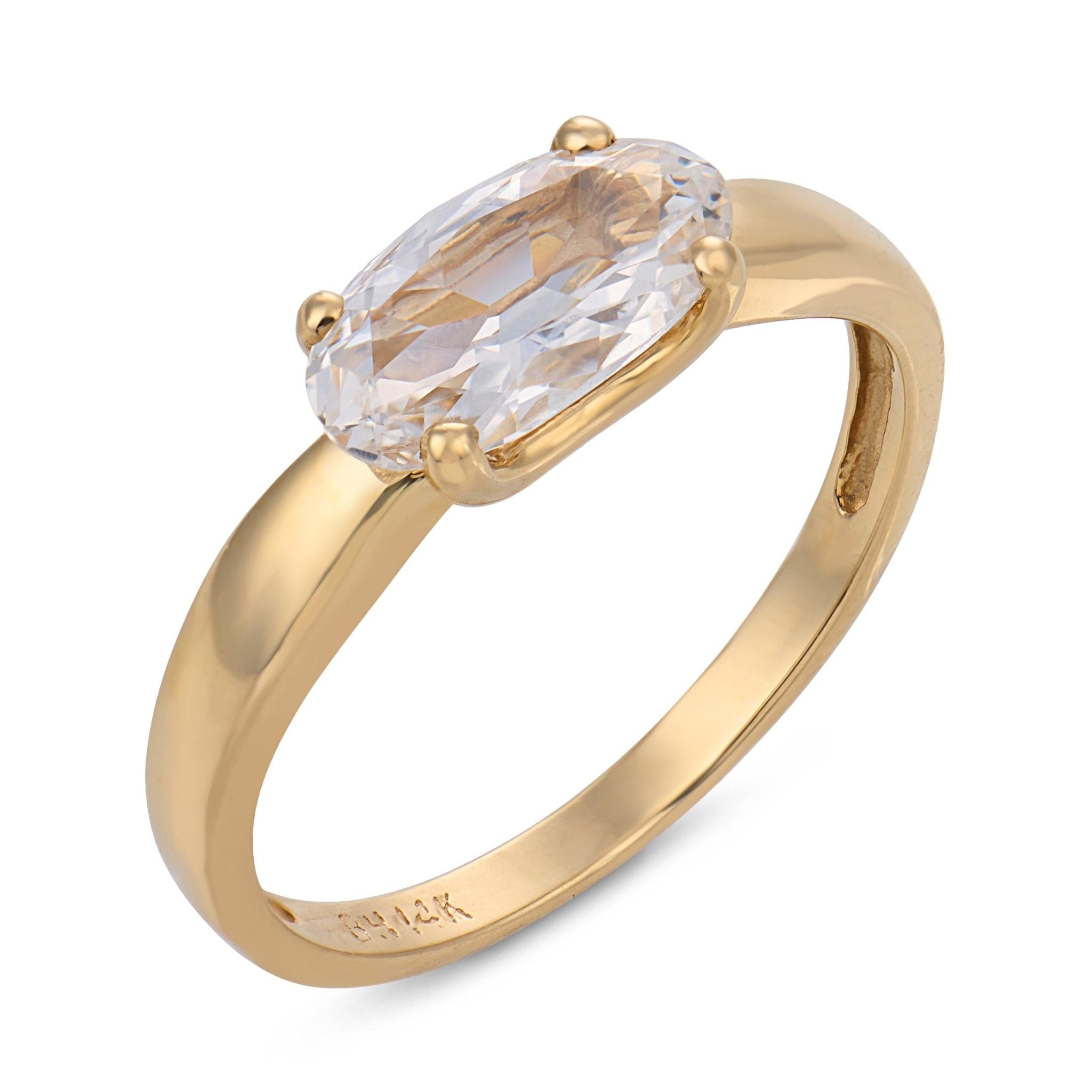 Vintage GIA 1.02 carat east west old mine diamond yellow gold engagement ring