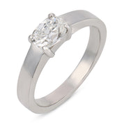 Vintage GIA 0.80 east west old mine cut diamond platinum engagement ring