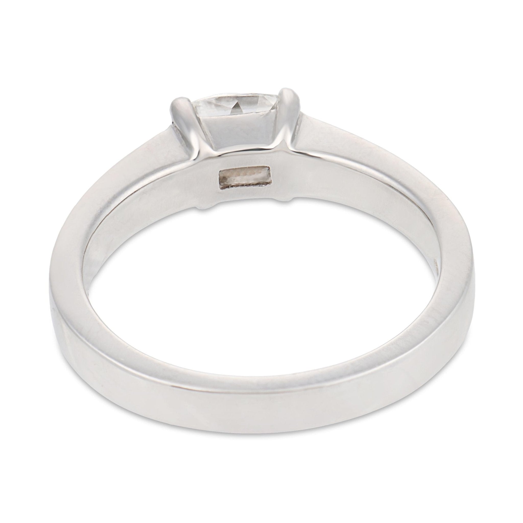 Vintage GIA 0.80 east west old mine cut diamond platinum engagement ring