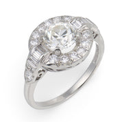 Mid Century GIA 1.25 carat old European cut diamond platinum engagement ring