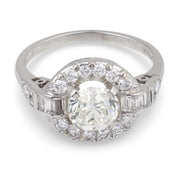 Mid Century GIA 1.25 carat old European cut diamond platinum engagement ring