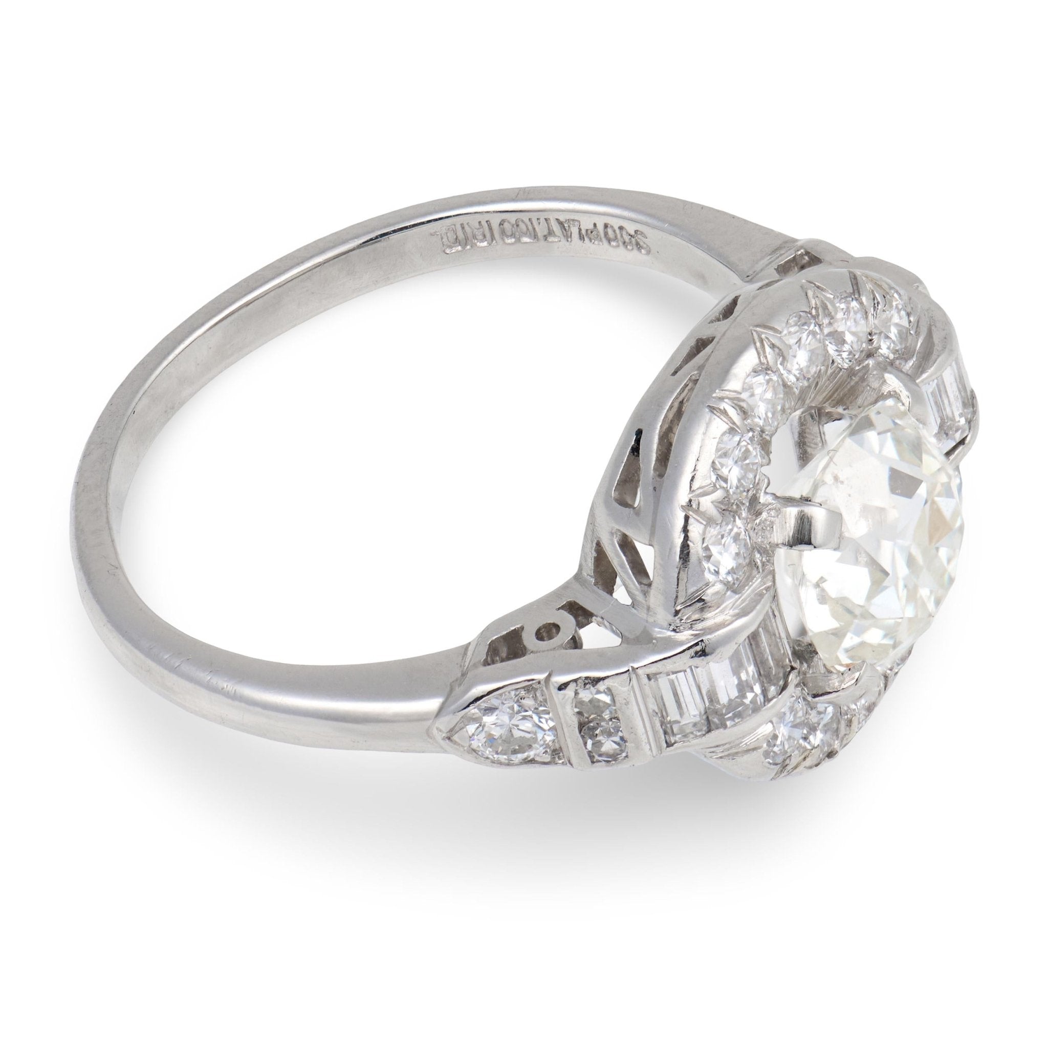 Mid Century GIA 1.25 carat old European cut diamond platinum engagement ring