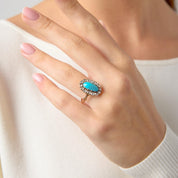 Victorian turquoise rose cut diamond 14k rose gold cluster ring