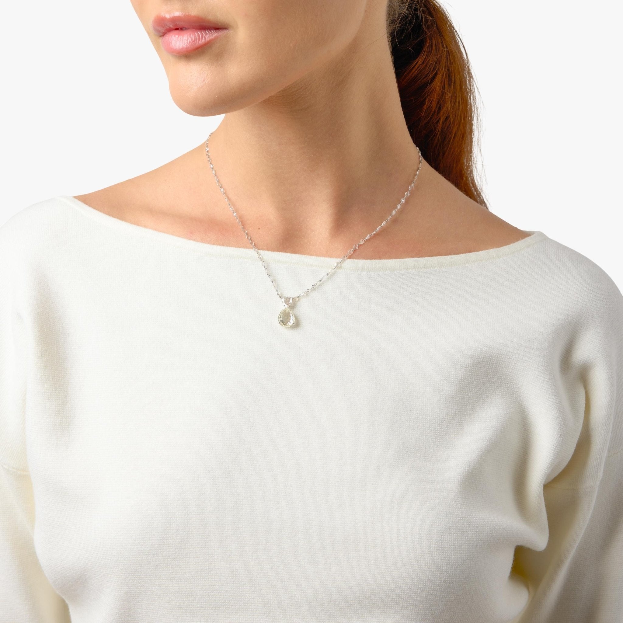 Lugano 5.77 carat IGI rose cut diamond 18k white gold drop necklace