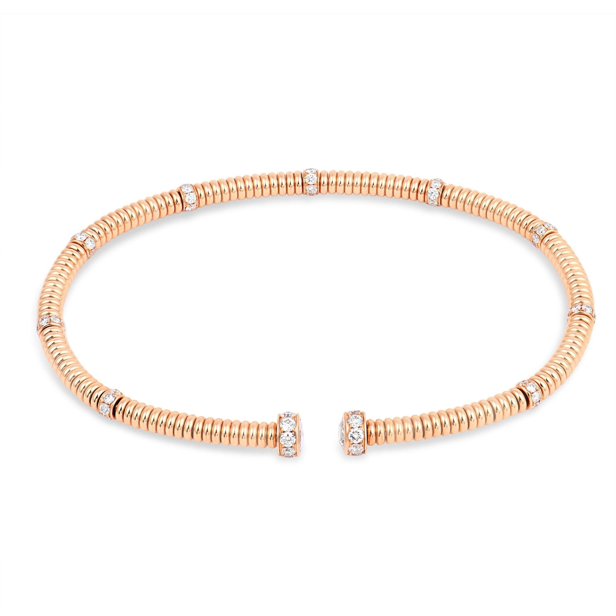 Modern Lugano rose cut diamond 18k rose gold coil bangle