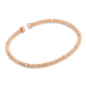Modern Lugano rose cut diamond 18k rose gold coil bangle