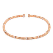 Modern Lugano rose cut diamond 18k rose gold coil bangle