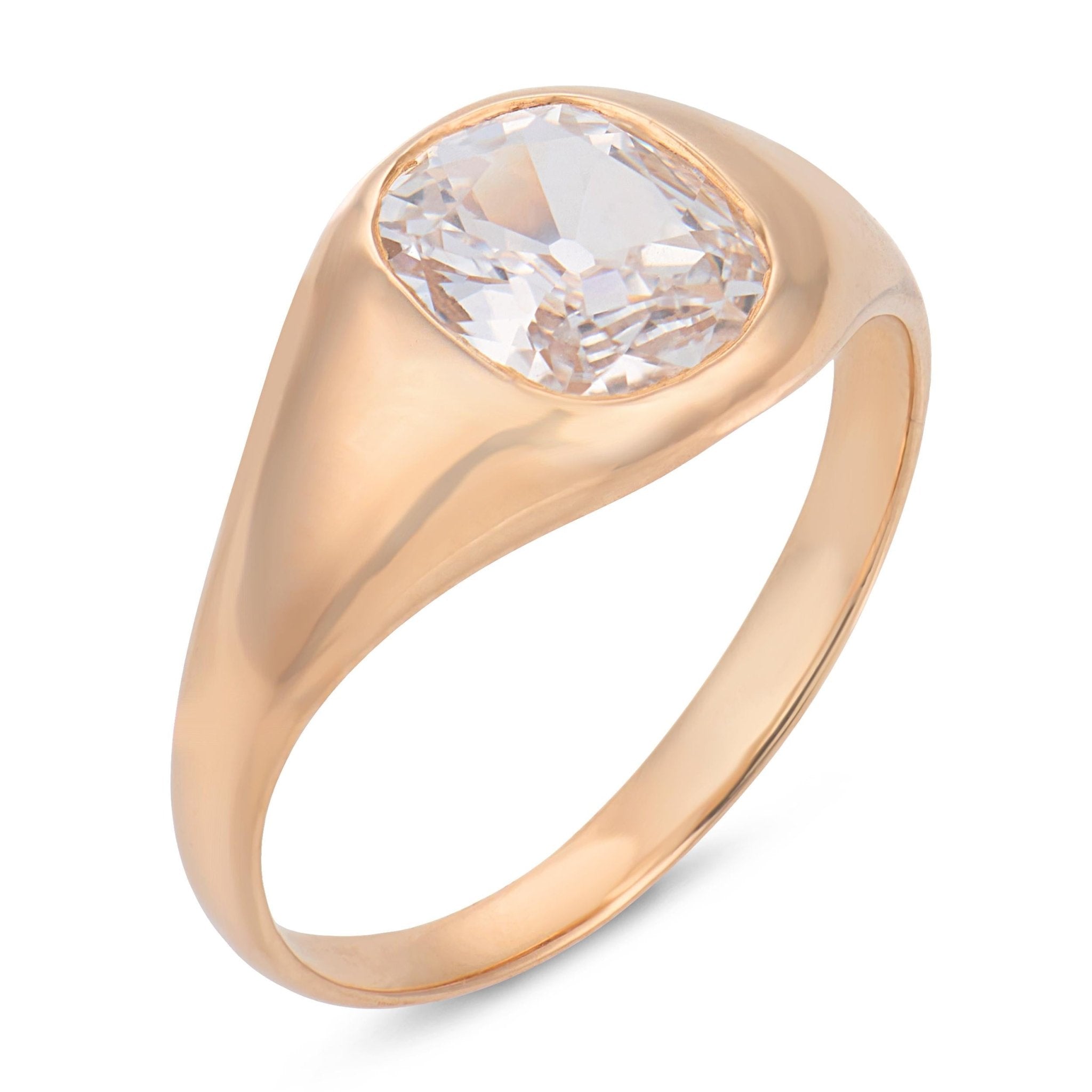 Antique GIA 1.00 carat diamond 10K yellow gold bezel ring