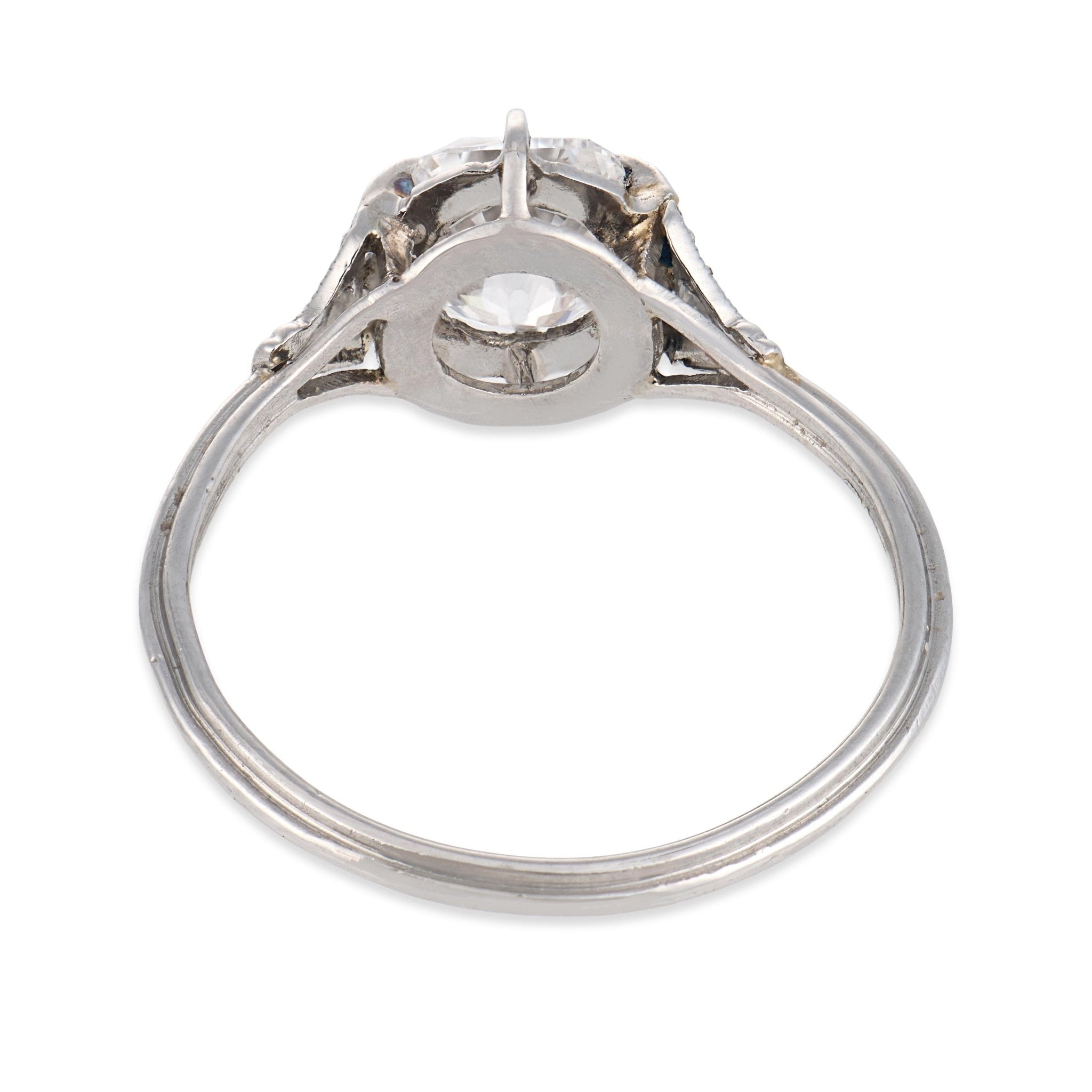 Art deco GIA 1.01 carat old mine diamond platinum engagement ring
