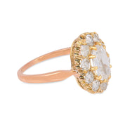 Edwardian GIA 1.00 carat cushion cut diamond cluster 14k gold engagement ring