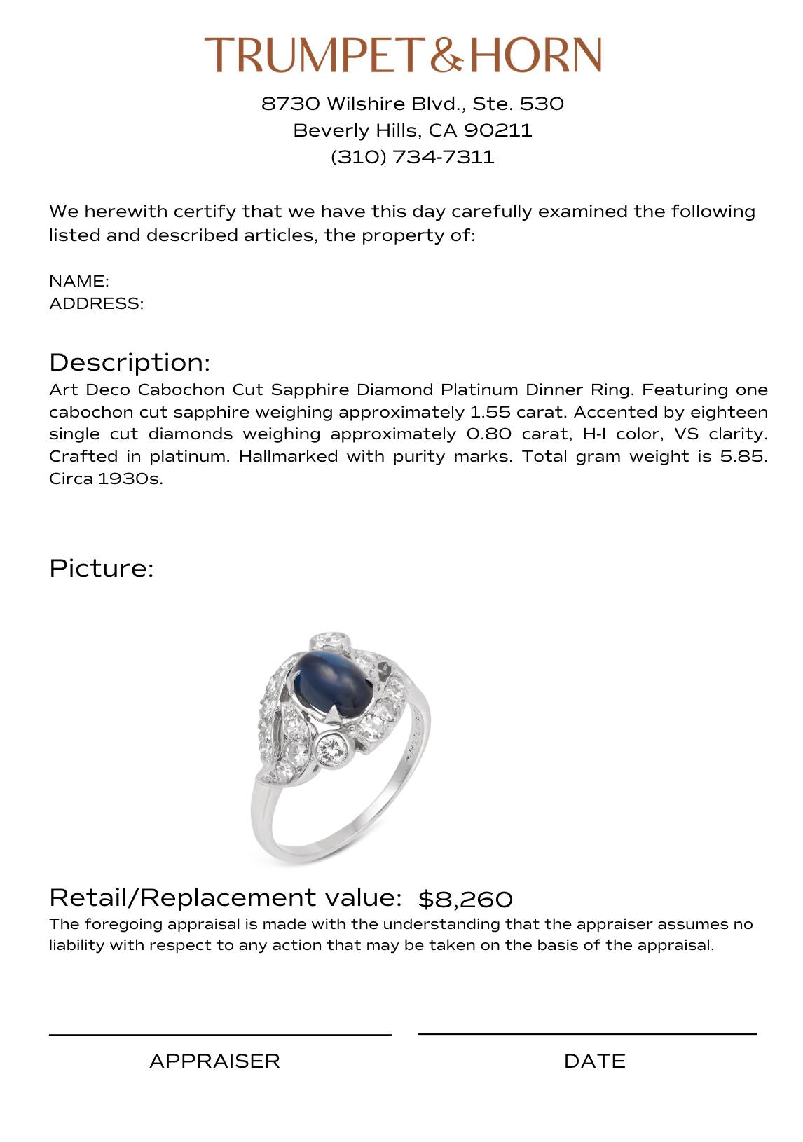 Appraisal Certificate