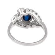 Art Deco cabochon cut sapphire diamond platinum dinner ring