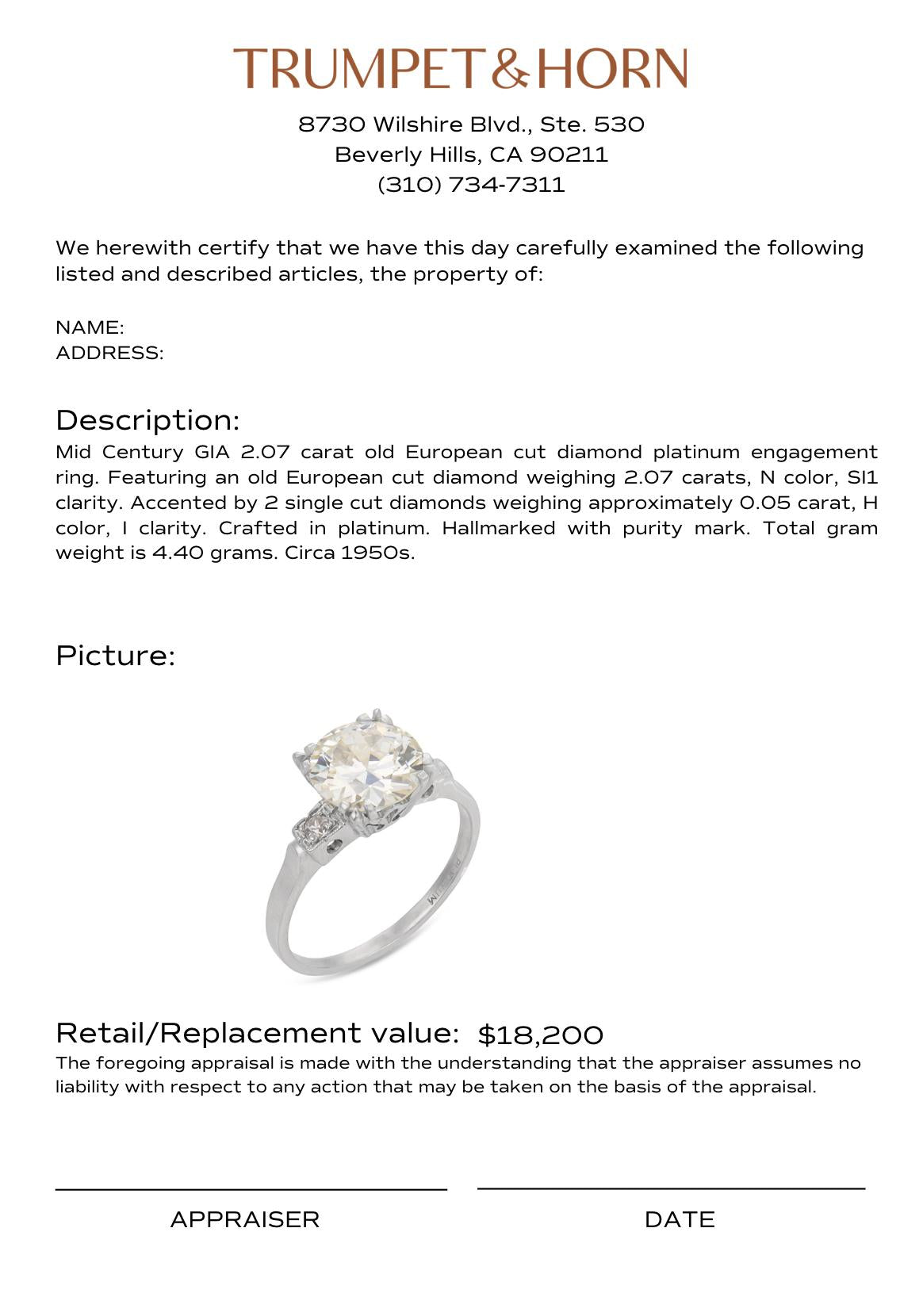 Appraisal Certificate