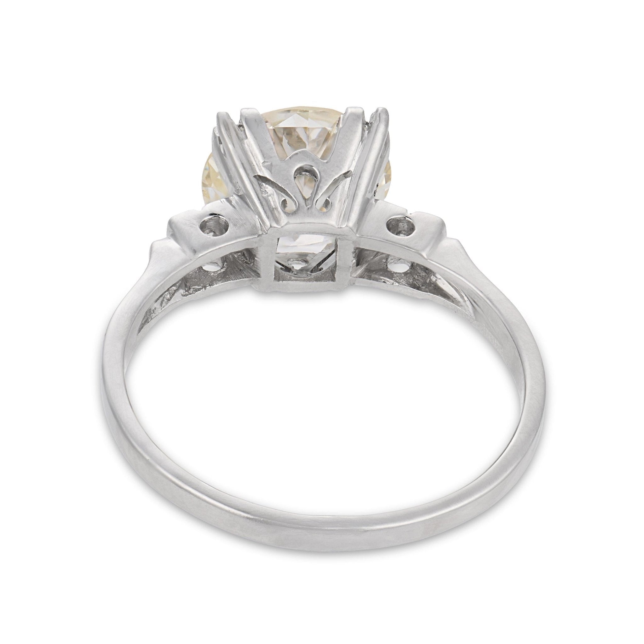 Mid Century GIA 2.07 carat old European cut diamond platinum engagement ring