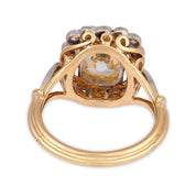 French Belle Époque GIA 2.02 carat old mine cut diamond cluster ring