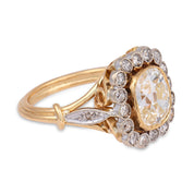 French Belle Époque GIA 2.02 carat old mine cut diamond cluster ring