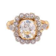 French Belle Époque GIA 2.02 carat old mine cut diamond cluster ring