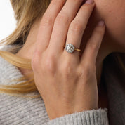 Victorian GIA 1.00 carat old mine cut diamond 18k yellow gold cluster ring