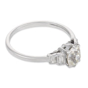Art Deco GIA 1.09 carat old mine cut diamond platinum engagement ring