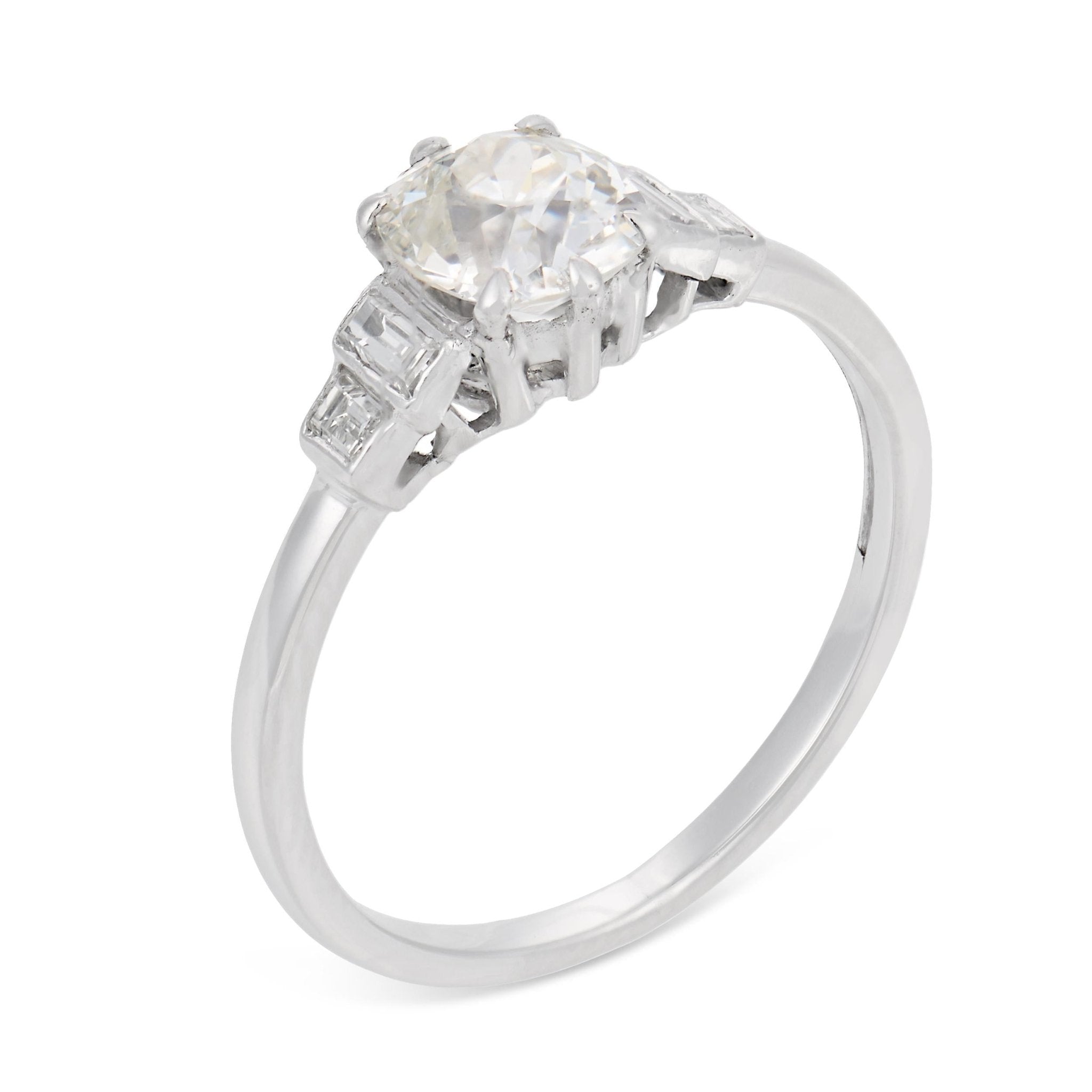 Art Deco GIA 1.09 carat old mine cut diamond platinum engagement ring