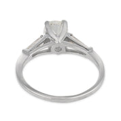 Mid Century GIA 1.18 carat old mine cut diamond platinum engagement ring